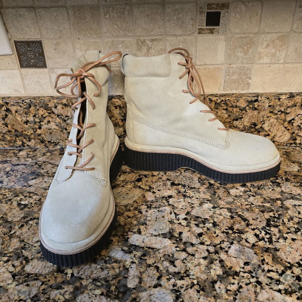 Rag & Bone Sloane Lace Up Paloma Beige Calf leather Suede Boots Size 8/ EU 38 NE